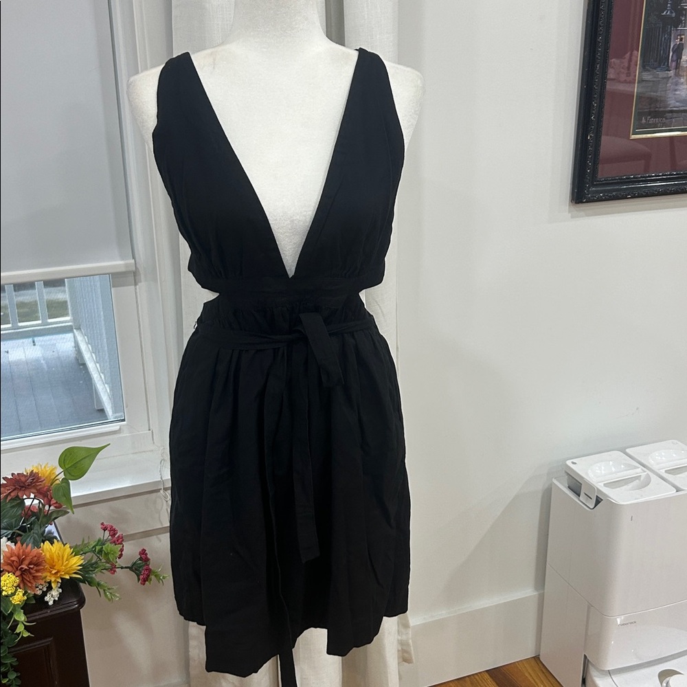 Anthropologie Black Cotton/linen blend dress
